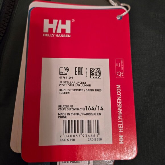 Helly Hansen Jacket Youth 14 Dark Green /Moss NEW Jr. Stellar Ski - Picture 15 of 16